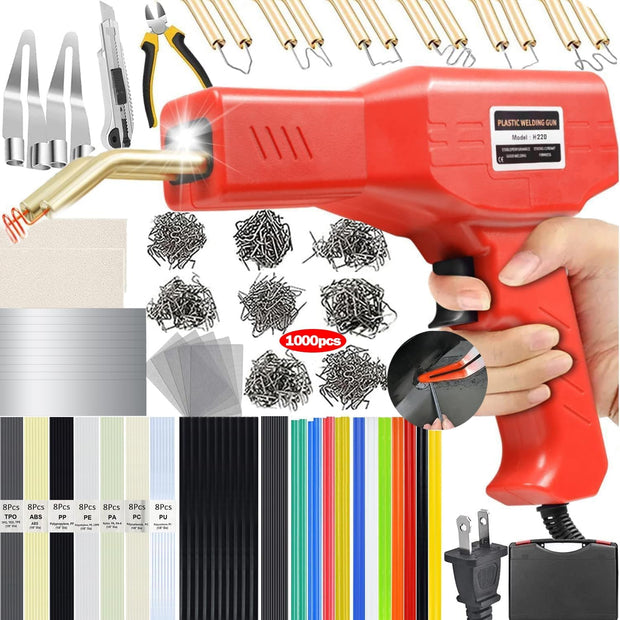 220W Plastic Welder Kit – 2-in-1 Plastic Welding & Repair Tool with 1000PCS Staples + 100PCS Welding Rods